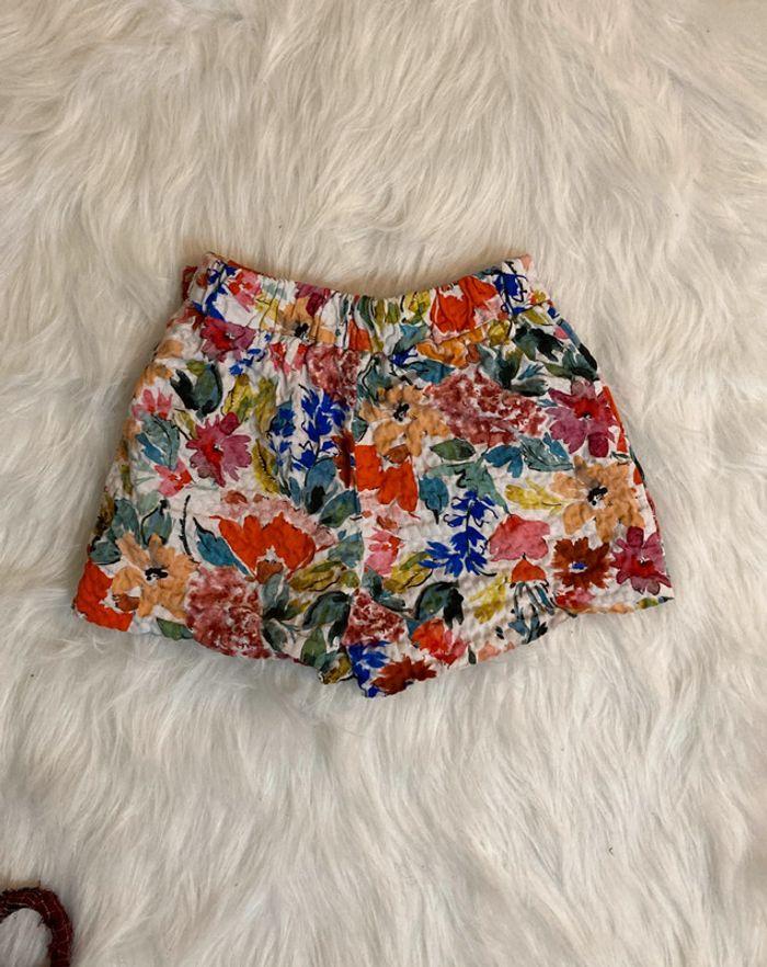 short a effet texturé et multicolore à motif fleur fille 5ans <•zara girls> - photo numéro 5