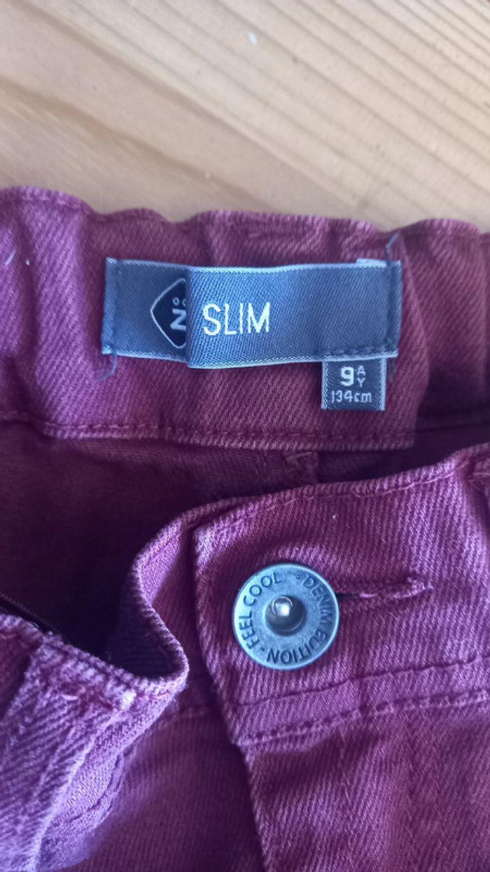 pantalon jeans bordeaux slim, Z, garçon 9 ans - photo numéro 2