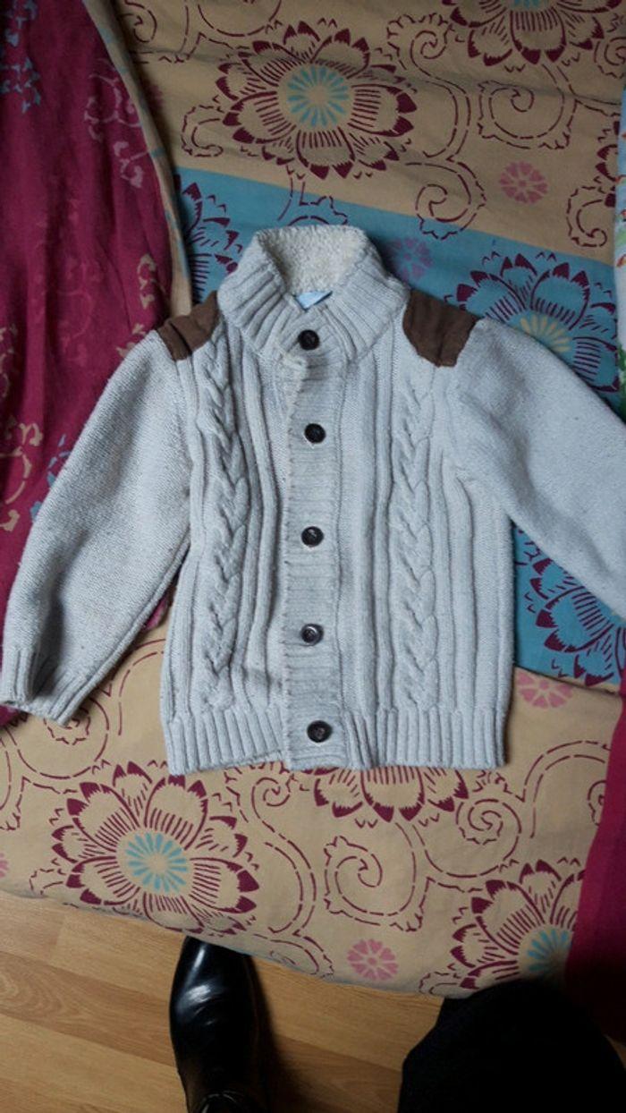 Petit gilet en laine beige gemo 18m - photo numéro 1