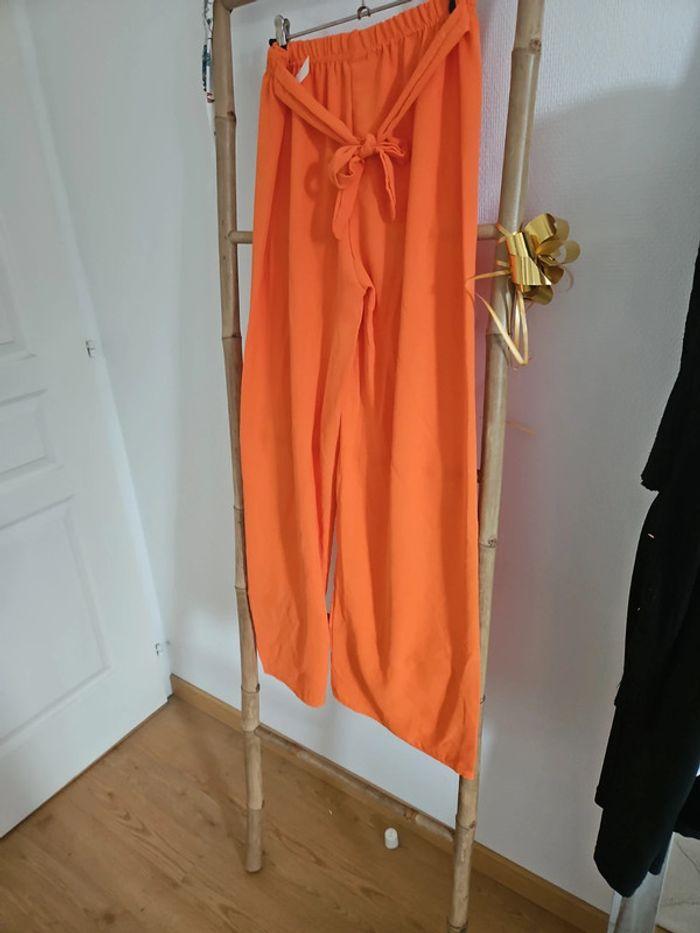 Superbe pantalon palazzo orange neuf - photo numéro 1