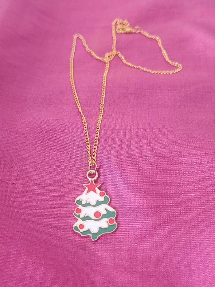 Collier chaine dore sapin de Noël - photo numéro 2