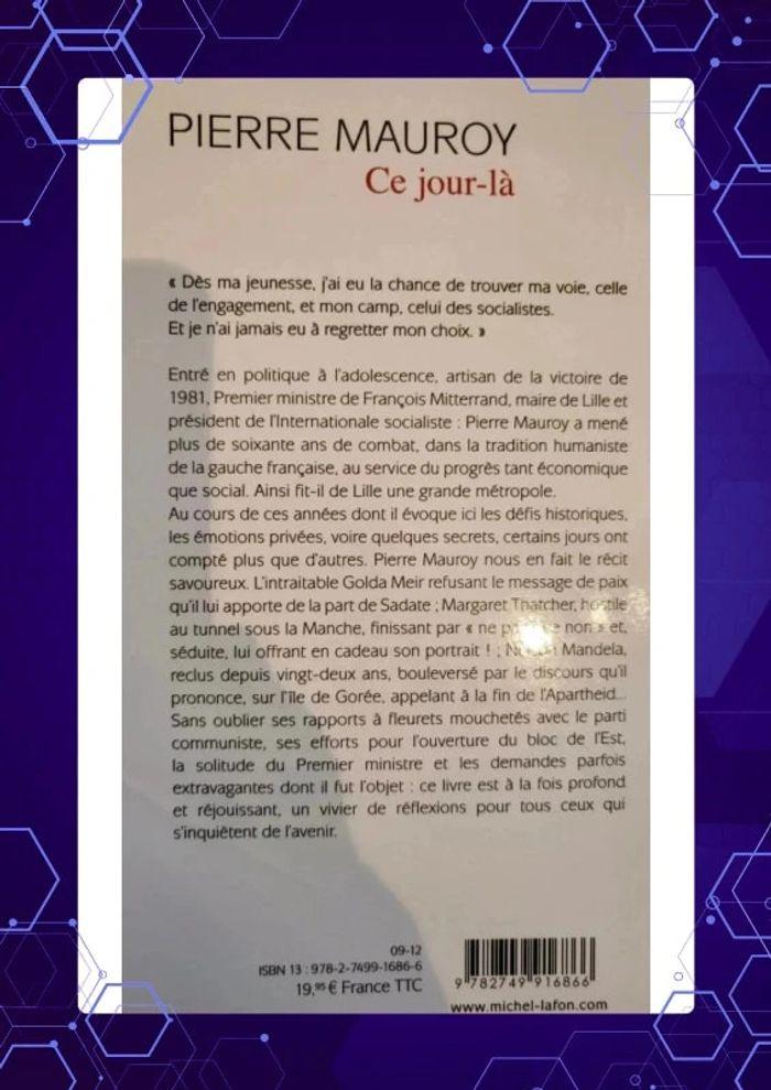 💦 Livre broché de Pierre Mauroy : Ce jour-là - photo numéro 2