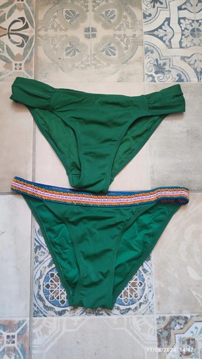 Lot de 2 bas de maillots de bain bikini vert - photo numéro 1