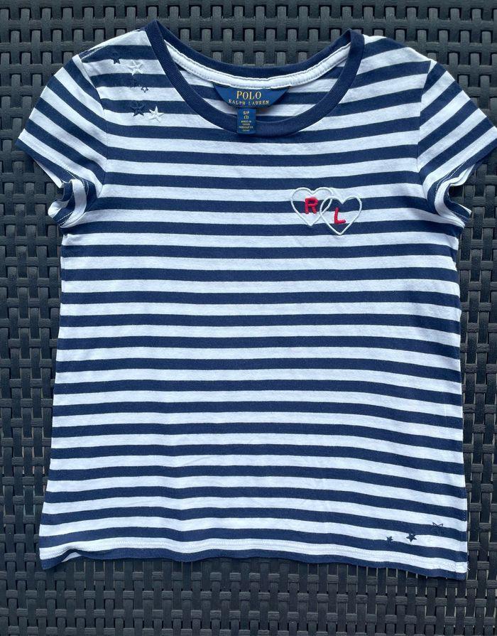 T-shirt bleu blanc rayé - Polo Ralph Lauren - 7 ans - photo numéro 1