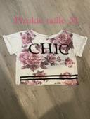 T-shirt blanc à motifs fleurs crop top oversize pimkie taille M