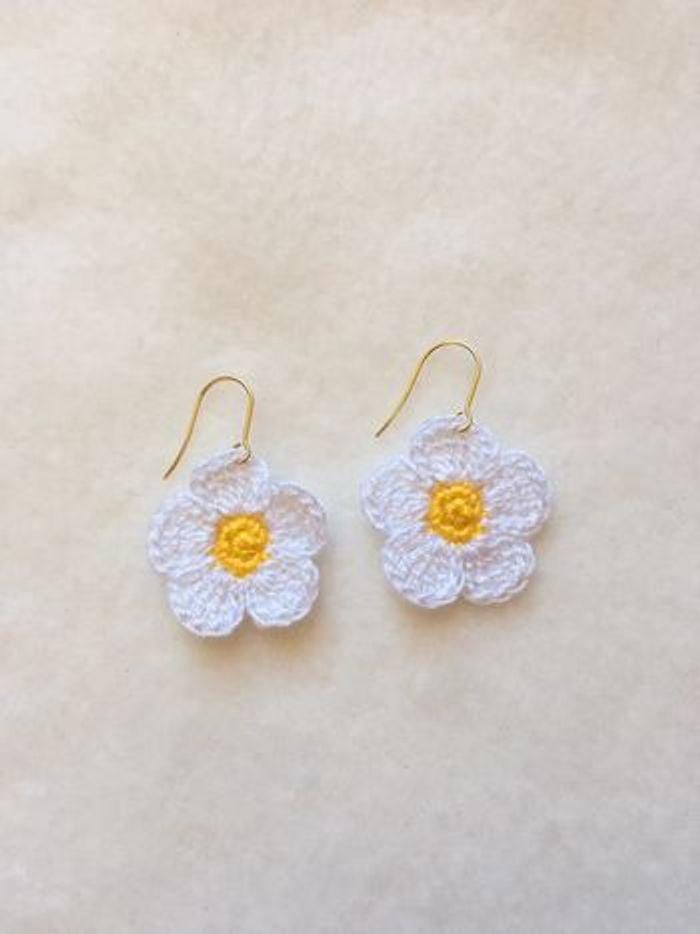 Boucles d’oreilles fleurs crochet - photo numéro 1