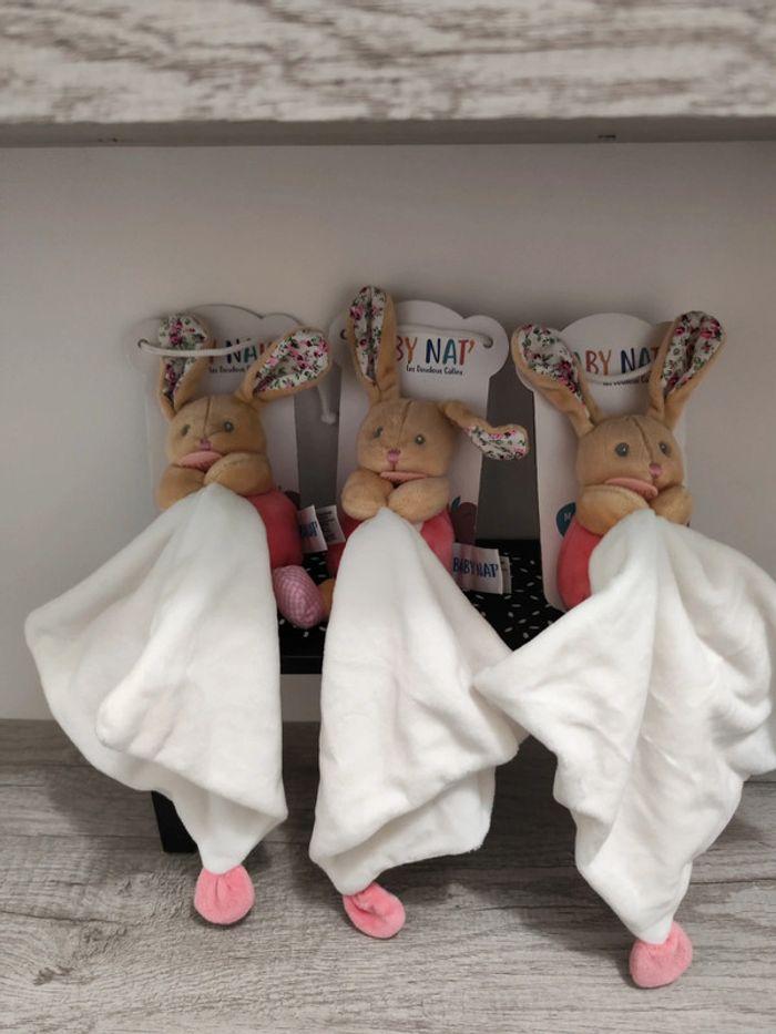 3 doudou lapin Poupi rose - photo numéro 2