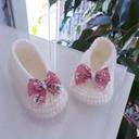 Chaussons ballerines bébé fille tricot noeud liberty fille naissance