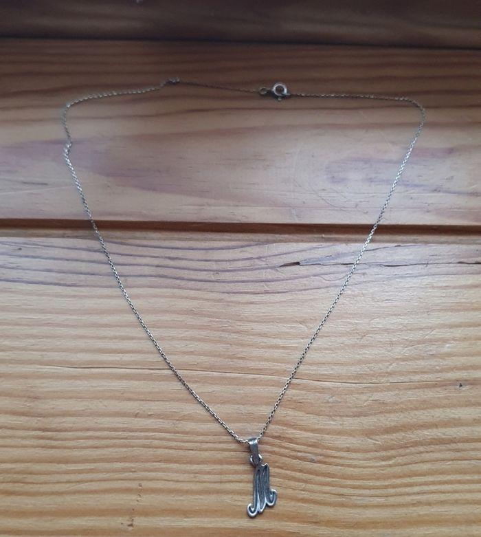 Collier chaîne en Argent véritable, pendentif M