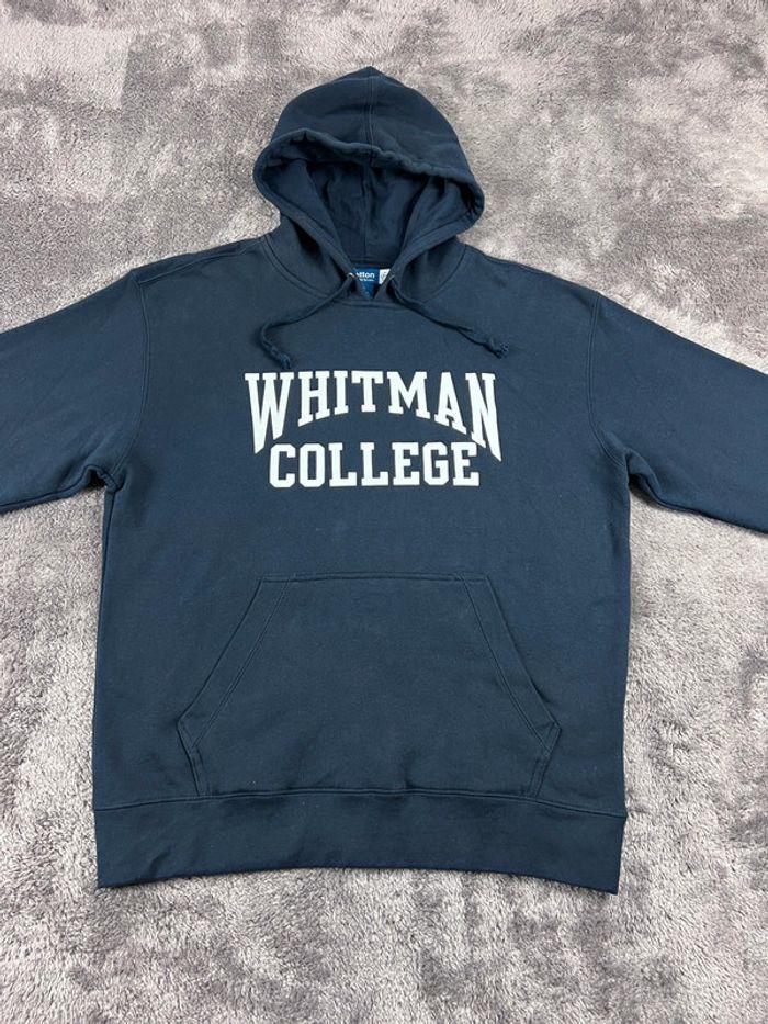 👕 Sweat à capuche Veste University Rare Vintage y2k 90s 2000s Whitman College Bleu Marine Taille L 👕 - photo numéro 6