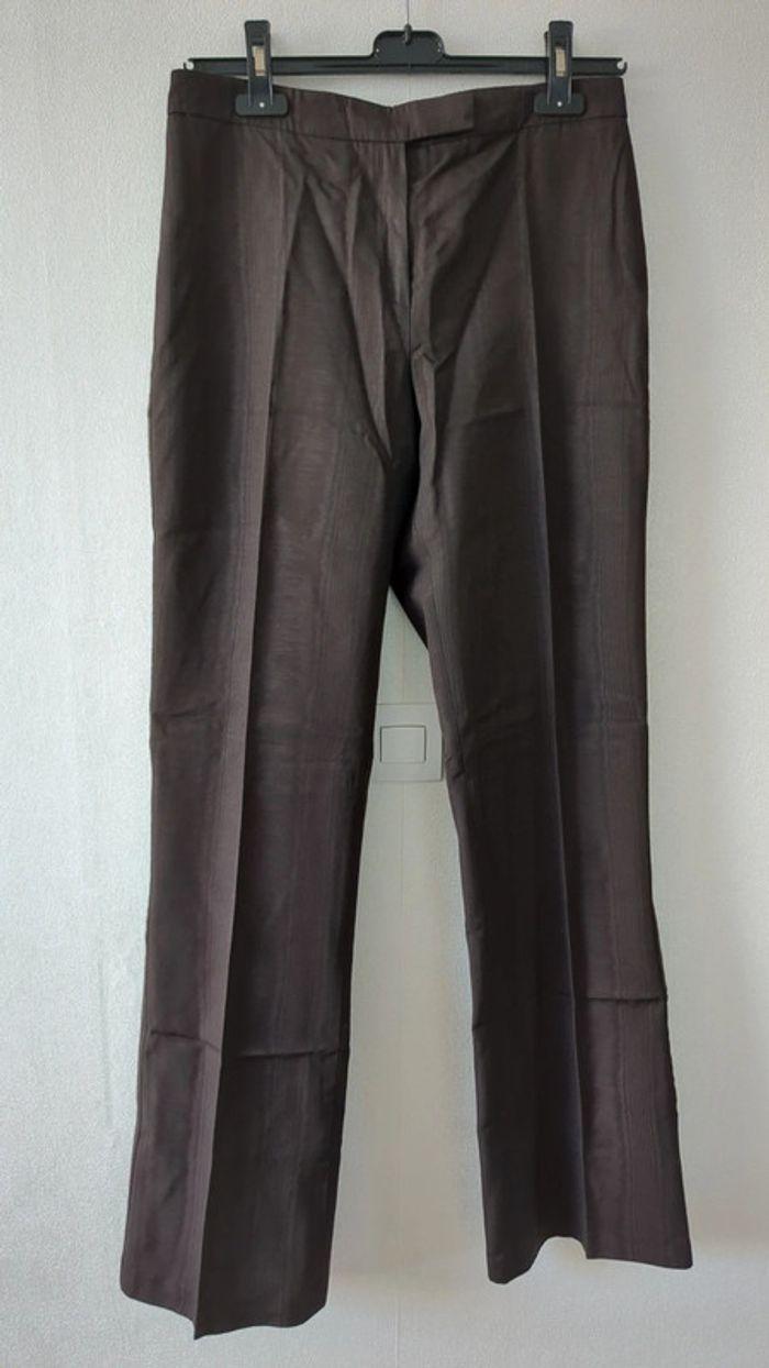 Pantalon large tailleur marron Apostrophe 40 - photo numéro 1