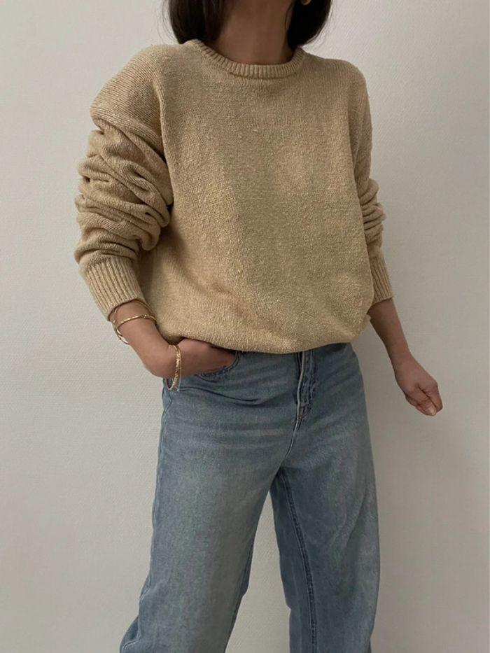 Oversized pull long beige soie et coton - photo numéro 9