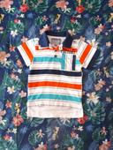 Polo manches courtes garçon rayures blanc bleu orange Teddy Brown Factory 4 ans