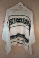 Poncho/Pull sans manches blanc avec motifs noirs