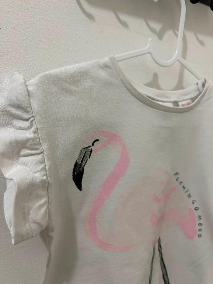 T-shirt blanc flamand rose Zara 92cm 18/24mois - photo numéro 2