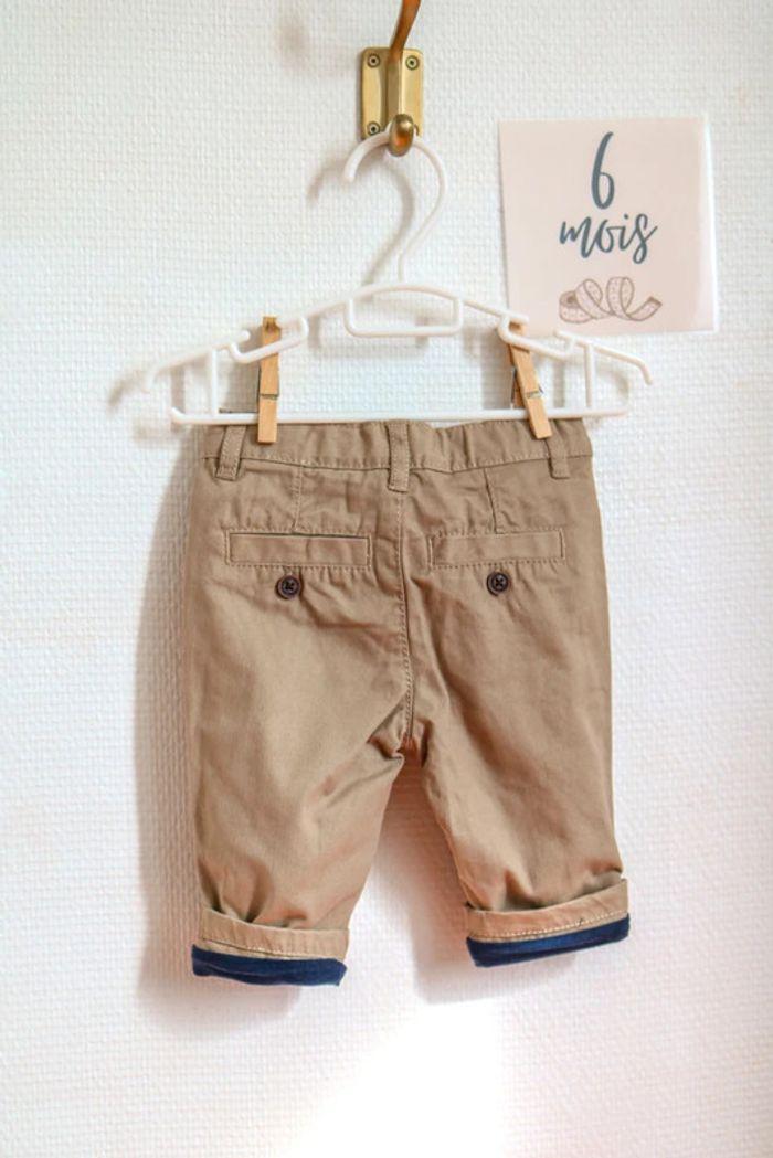 Pantalon beige doublé marine, Baby Club, 6 mois - photo numéro 4