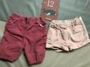 Lot de deux shorts hiver fille 12 mois