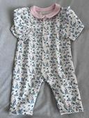 Pyjama / grenouillère blanche et rose à motif floral Okaidi taille 3 mois