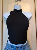 Crop top asymétrique noir taille unique