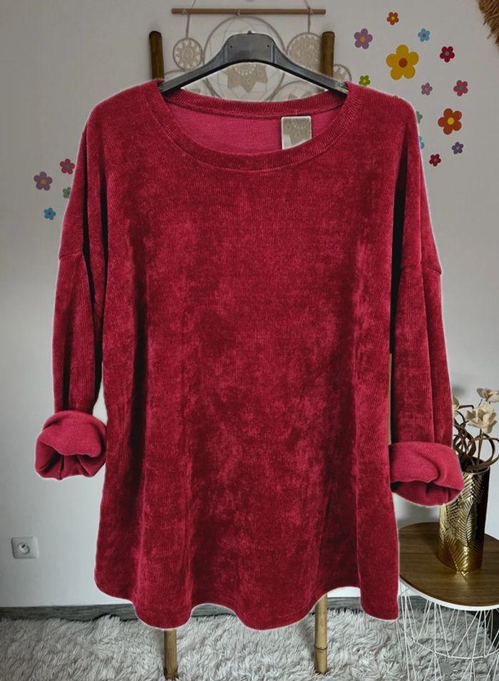 Sweat velours bordeaux grande taille