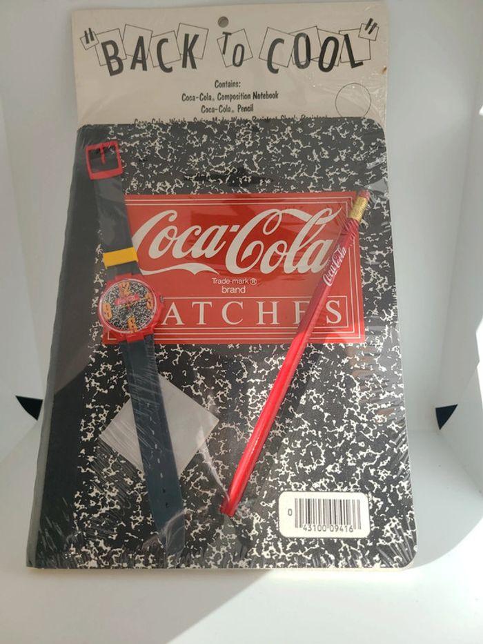 Rare ensemble back to cool coca cola montre cahier crayon a papier vintage - photo numéro 1