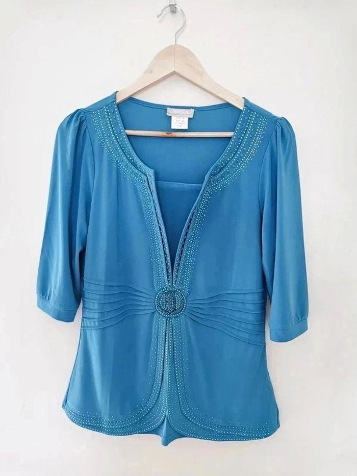 Élégante blouse tunique avec perles strass Mona - photo numéro 1