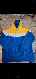 Sweat a capuche homme bleu blanc jaune taille L neuf