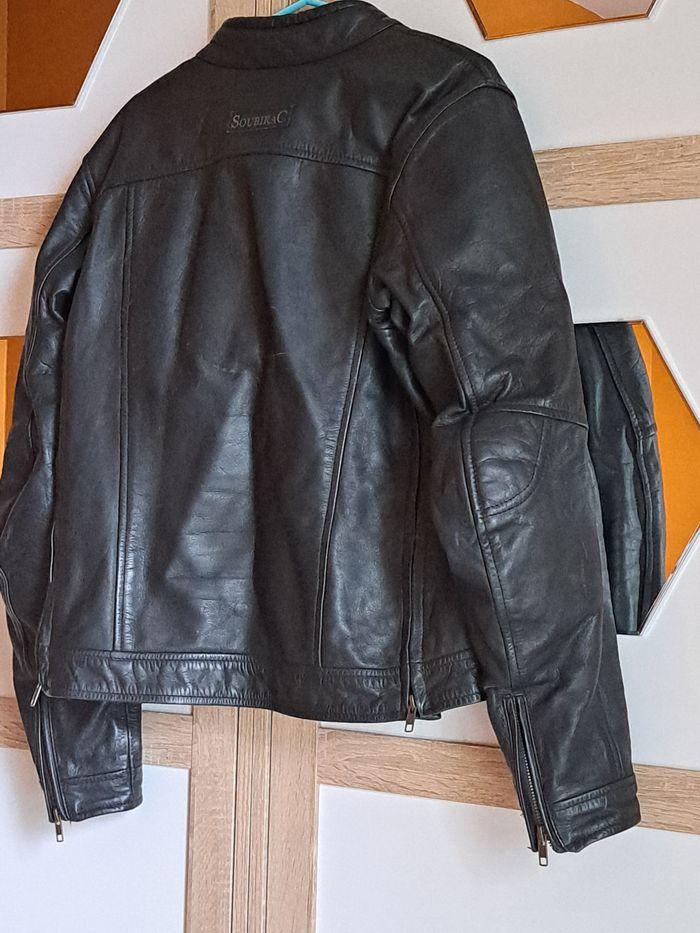 Veste de moto avec protection et dorsal en cuir véritable soubirac - photo numéro 3