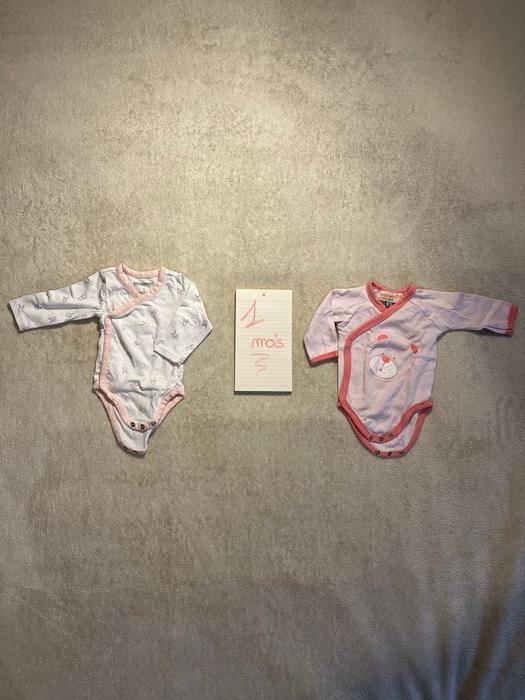 Lot de 2 bodies manches longues filles 1m - photo numéro 1