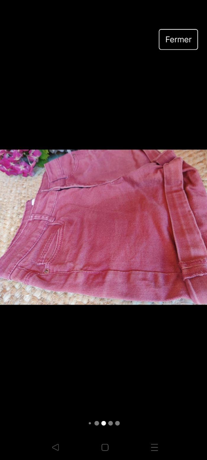 Short jean camaïeu couleur vieux rose foncé taille 34 - photo numéro 6