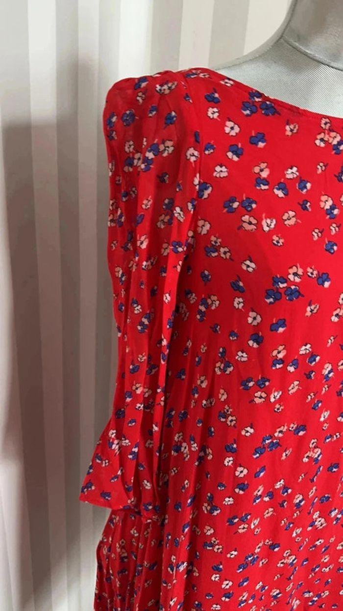 Robe Claudie Pierlot T:38 rouge fleur - photo numéro 2