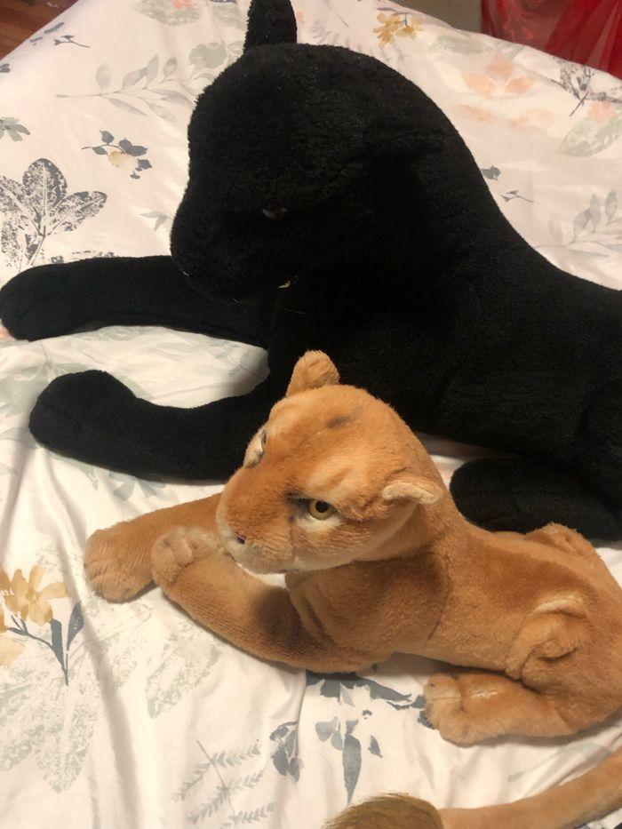 Lot de 2 peluches panthère et tigre - photo numéro 2