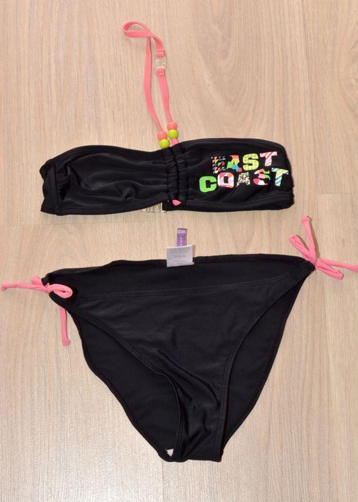 maillot de bain fille 2 pièces rose et noir 12/14 ans - photo numéro 1