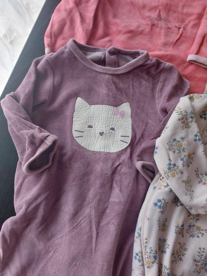 Lot 4 pyjama fille hiver velours fleurs chat 18 mois - photo numéro 2