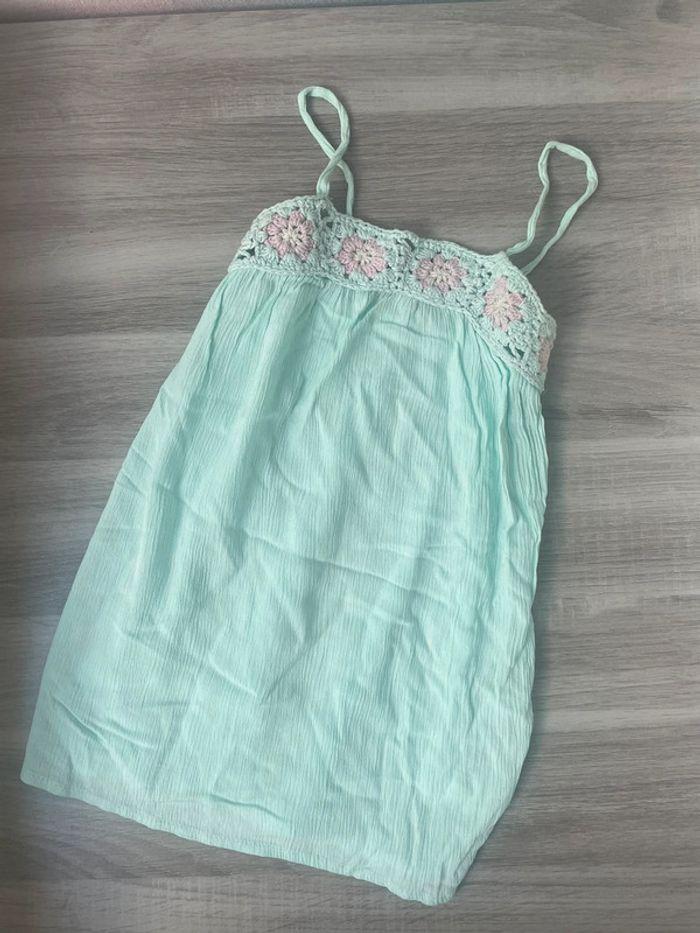 Robe gaufré turquoise à fleurs en tricot rose kiabi bb 3 ans - photo numéro 1