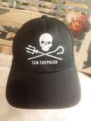 Casquette logo Sea Shepard imprimé, baseball cap Noir taille réglable, Neuf.