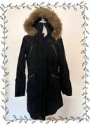 Parka noire en daim avec capuche Taille 40