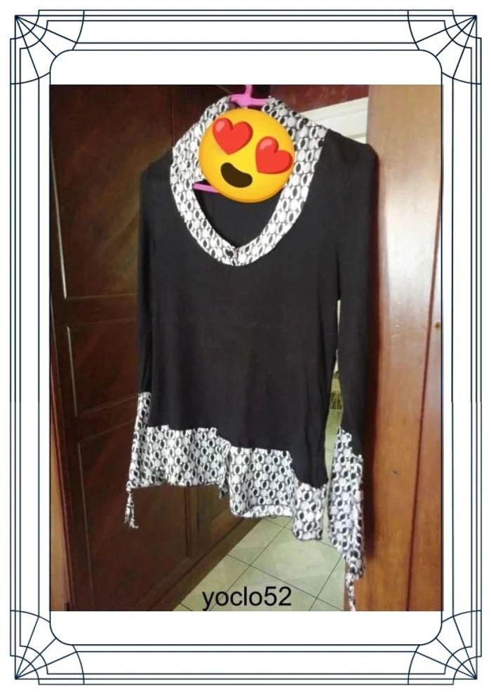 Chemise blouse noire à pois taille M/38 - photo numéro 2