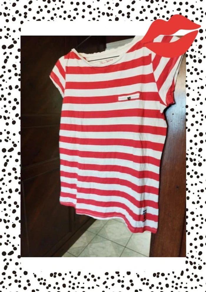 T-shirt blanc rayures rouges Pepe Jeans S/36 - photo numéro 11