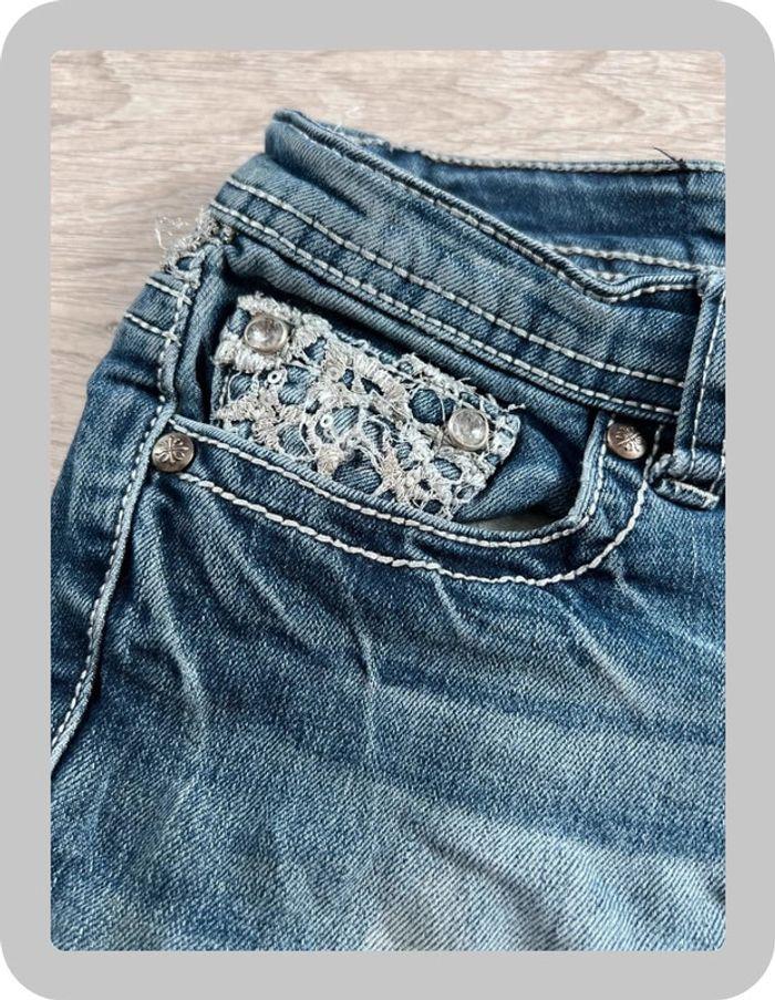 🩳 Short vintage brodé en jean  Bleu Taille XXS 🩳 - photo numéro 17