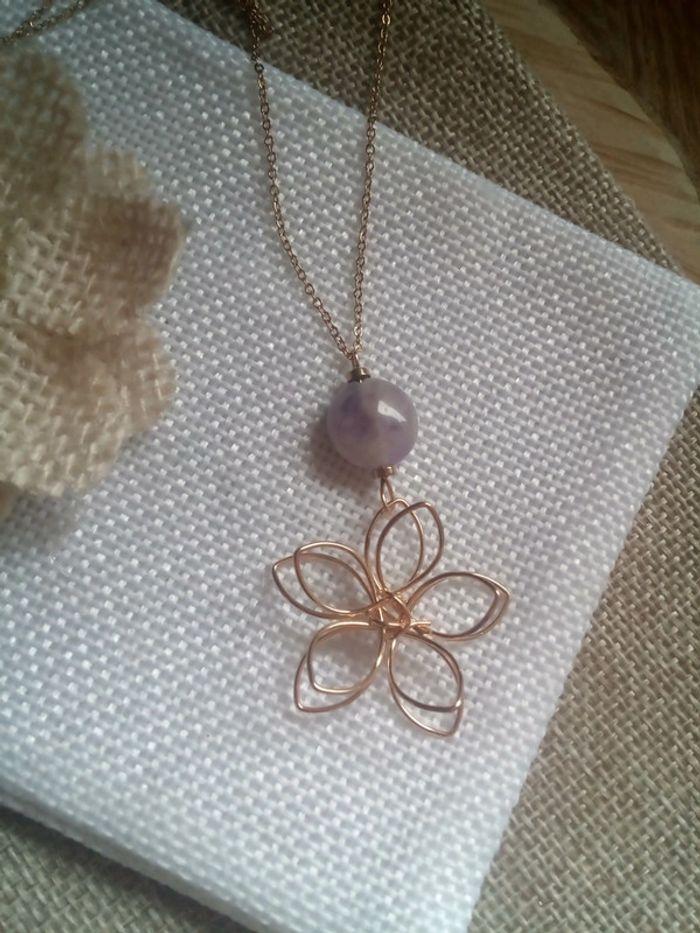 Collier fleur d'améthyste 💜. - photo numéro 1