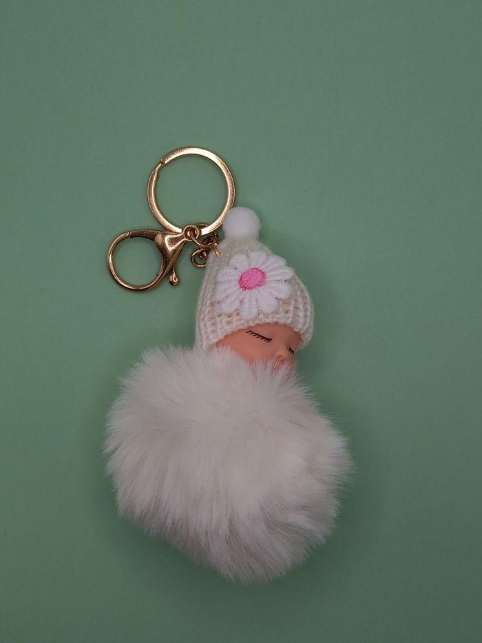 Porte clé bébé ponpon blanc pc0001b1 - photo numéro 2