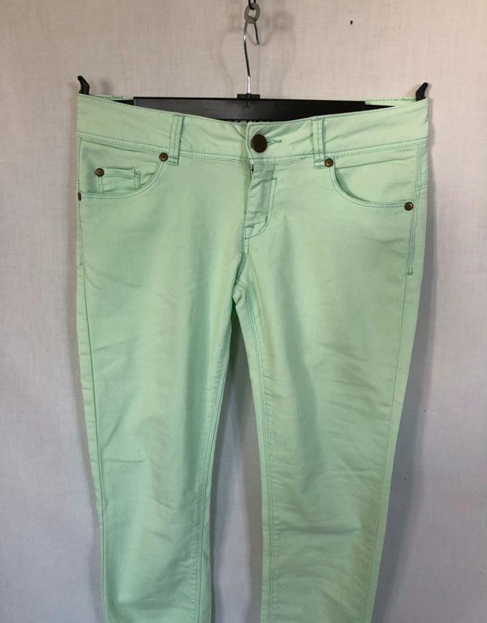 Jean slim taille basse Oxxy vert pastel taille 36 comme neuf - photo numéro 3