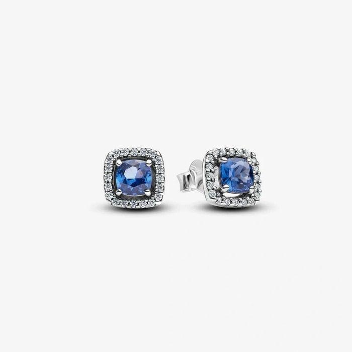 Clous d'Oreilles Halo Bleu Carré Scintillant pandora - photo numéro 1