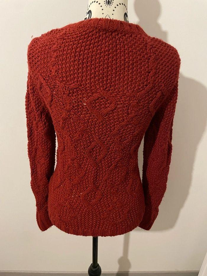 Pull à manches longues bordeaux grosse maille torsadée pimkie taille S - photo numéro 3