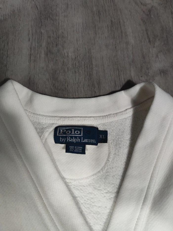 Pull Cardigan Ralph Lauren Blanc Logo Brodé Taille XL Homme - photo numéro 6