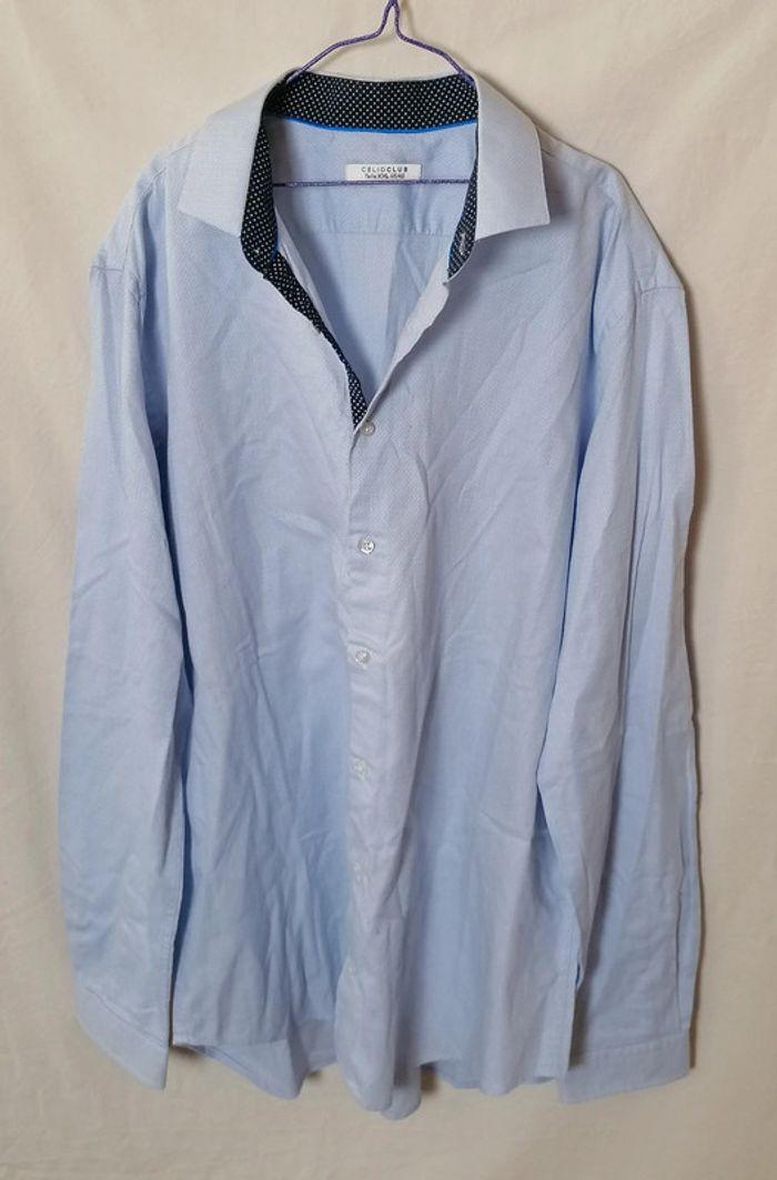 Chemise manches longues Celio Club à petit motifs bleu clair taille XXL - photo numéro 6