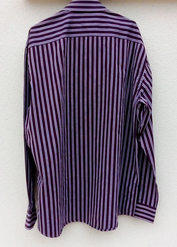 Chemise manches longues Celio à rayures bordeaux taille XL - photo numéro 8