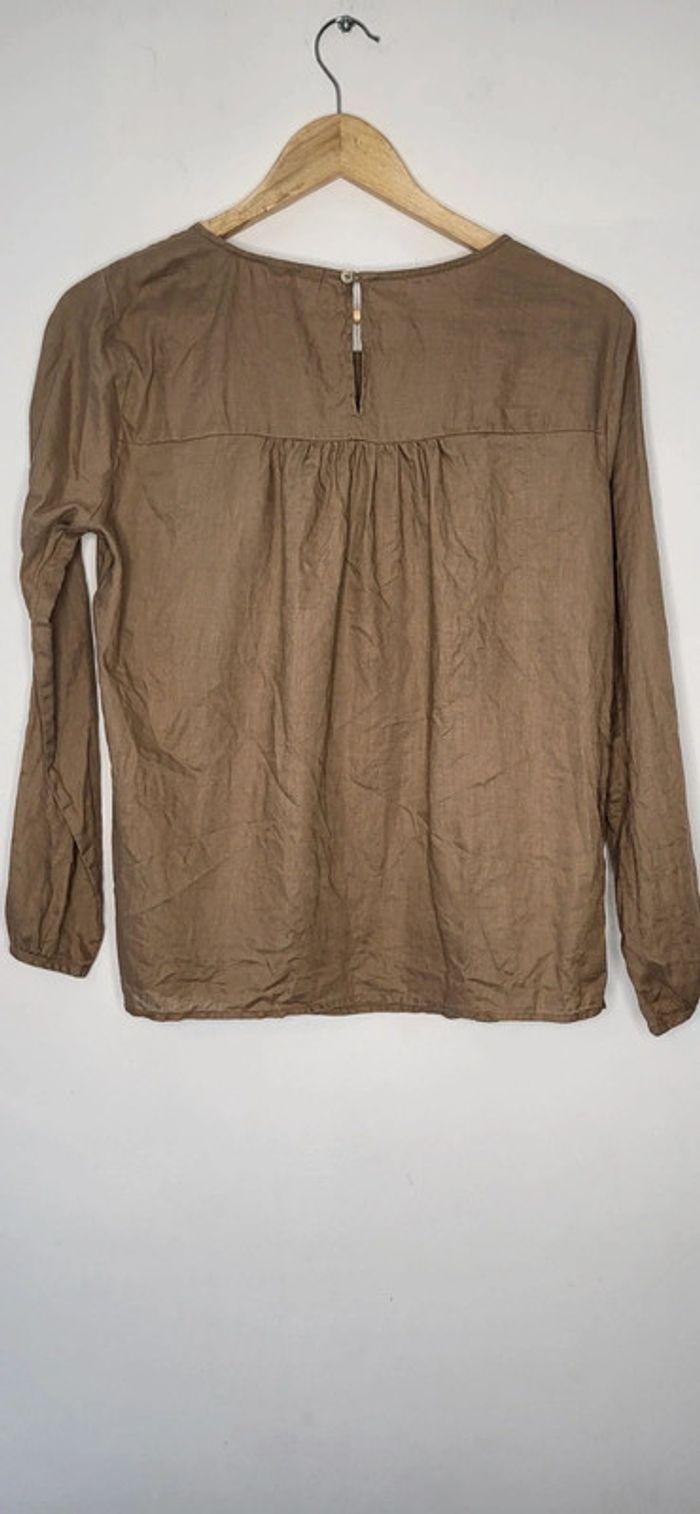 Blouse marron en lin benetton T40 - photo numéro 8