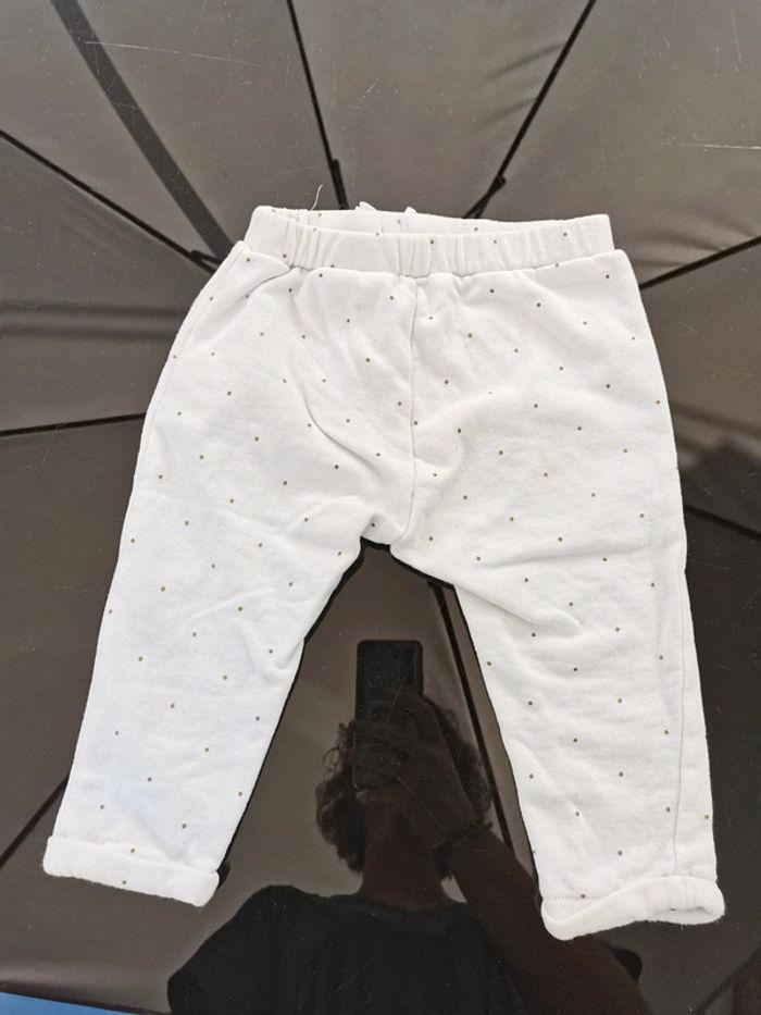 Pantalon coton moltonné blanc à pois 24 mois - photo numéro 2